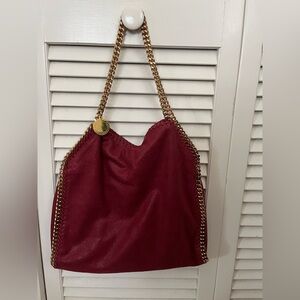 Stella  McCartney Falabella Tote Wine Red Chain-Trim Shoulder BagS